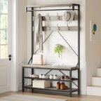 Industrial Storage Shoe Bench, 72 Mudroom Hall Tree with 8 Hanging Hooks