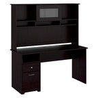 60W Computer Desk with Hutch in Espresso Oak