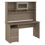 60W Computer Desk with Hutch in Espresso Oak