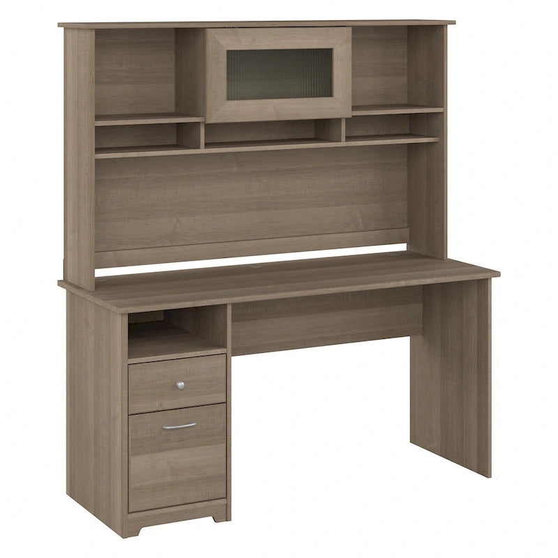 60W Computer Desk with Hutch in Espresso Oak