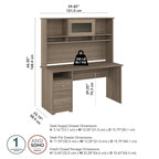 60W Computer Desk with Hutch in Espresso Oak