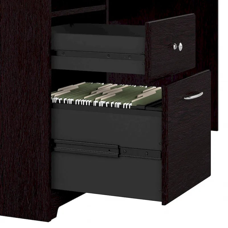 60W Computer Desk with Hutch in Espresso Oak