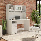 60W Computer Desk with Hutch in Espresso Oak
