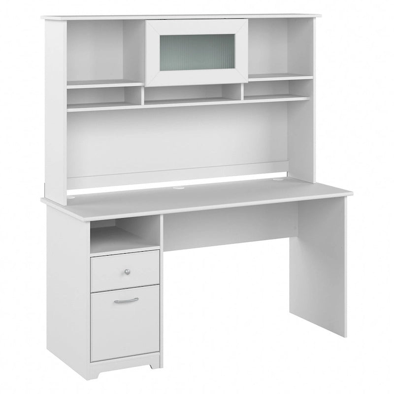 60W Computer Desk with Hutch in Espresso Oak