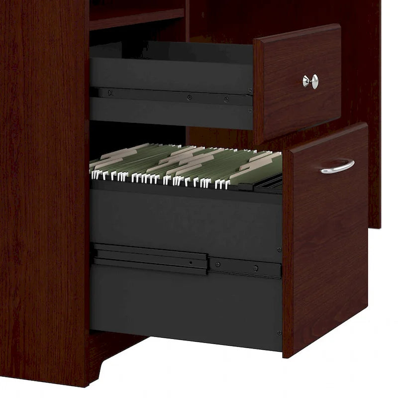 60W Computer Desk with Hutch in Espresso Oak