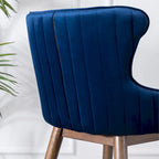 Modern Set of 2 Fabric Bar Stools with Foam-Padded Backrest Seat, Solid Wood Legs, for Kitchen Island Dining Room Living Room