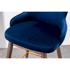 Modern Set of 2 Fabric Bar Stools with Foam-Padded Backrest Seat, Solid Wood Legs, for Kitchen Island Dining Room Living Room