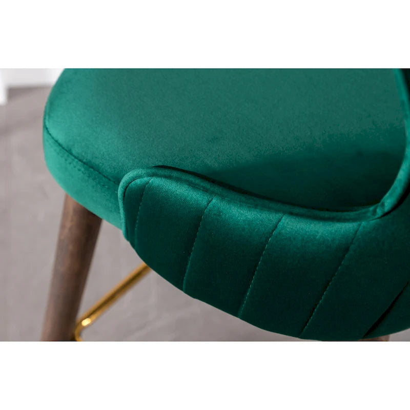 Modern Set of 2 Fabric Bar Stools with Foam-Padded Backrest Seat, Solid Wood Legs, for Kitchen Island Dining Room Living Room