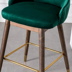 Modern Set of 2 Fabric Bar Stools with Foam-Padded Backrest Seat, Solid Wood Legs, for Kitchen Island Dining Room Living Room