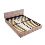 Queen Platform Bed with Chenille Fabric, Soft Headboard & Built-In Drawers