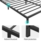Bed Frame No Box Spring Needed, Heavy Duty Queen Platform Metal Bed Frame with Metal Slats