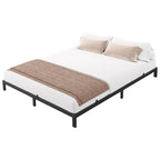 Bed Frame No Box Spring Needed, Heavy Duty Queen Platform Metal Bed Frame with Metal Slats