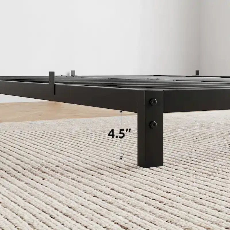 Bed Frame No Box Spring Needed, Heavy Duty Queen Platform Metal Bed Frame with Metal Slats