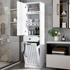 Laundry Cabinet With Doors And 1 Drawer,Tilt-Out Laundr Hamper,Adjustable Shelf, Linen Cabinet