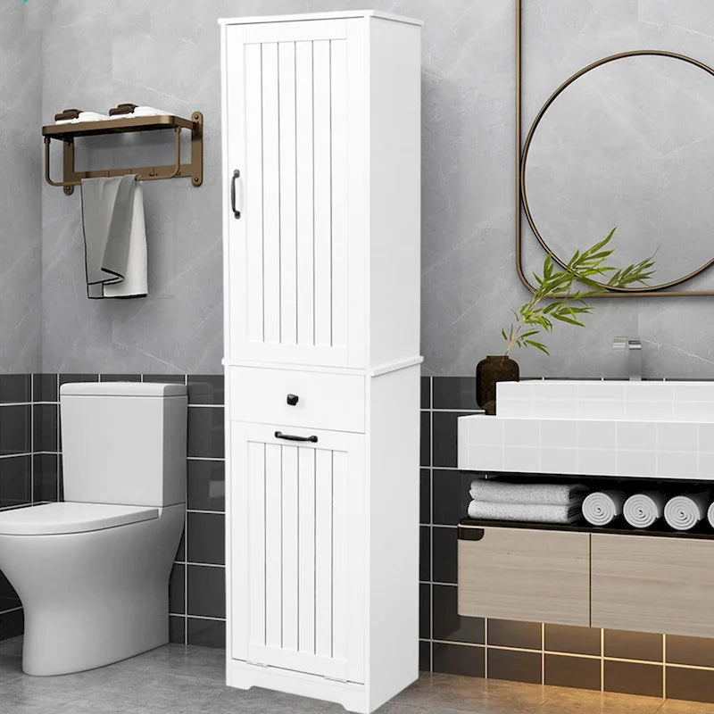 Laundry Cabinet With Doors And 1 Drawer,Tilt-Out Laundr Hamper,Adjustable Shelf, Linen Cabinet