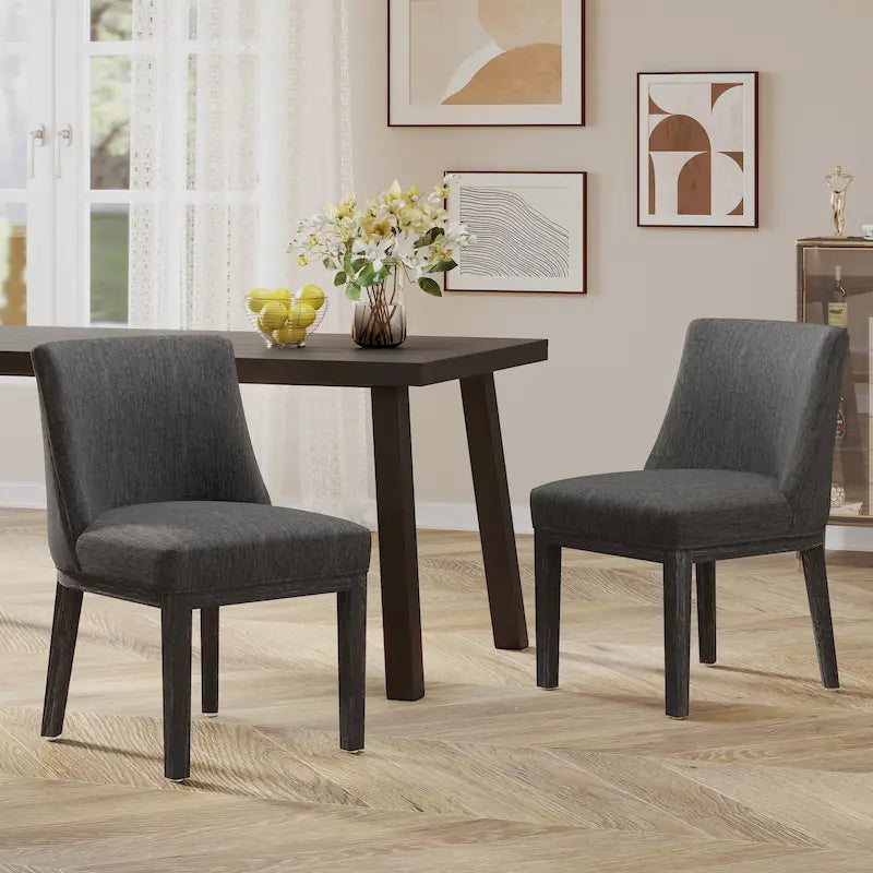 Fabric Upholstered Wood Dining Chairs (Set of 2)