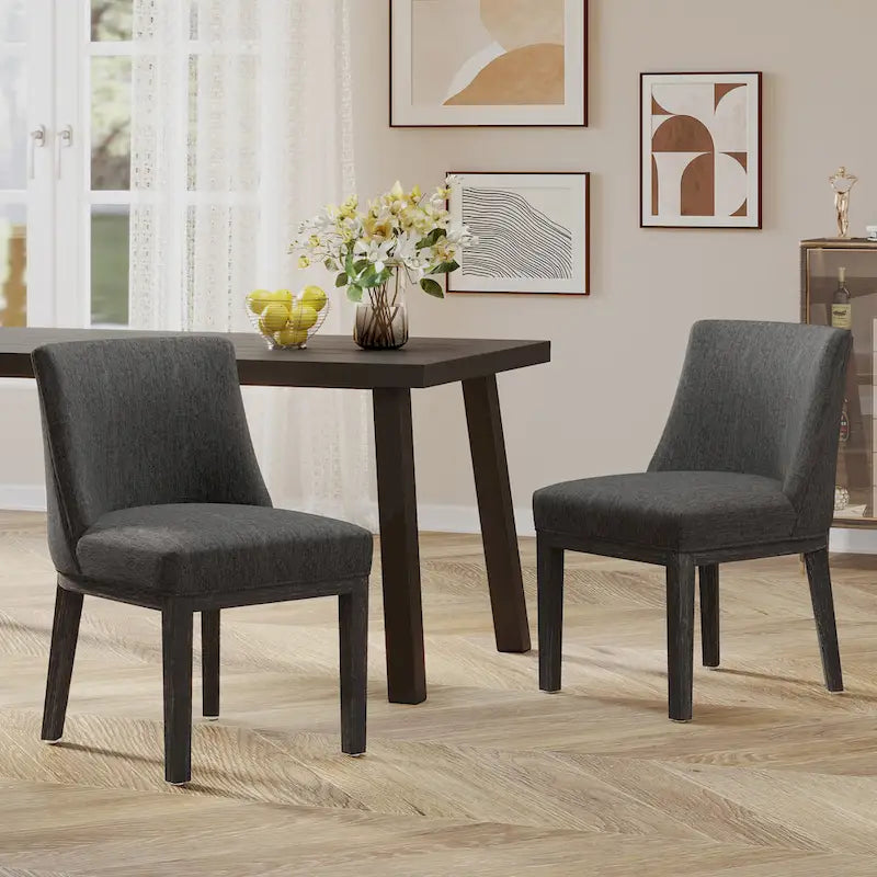 Fabric Upholstered Wood Dining Chairs (Set of 2)