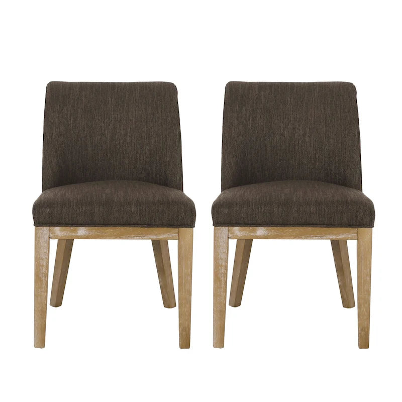 Fabric Upholstered Wood Dining Chairs (Set of 2)