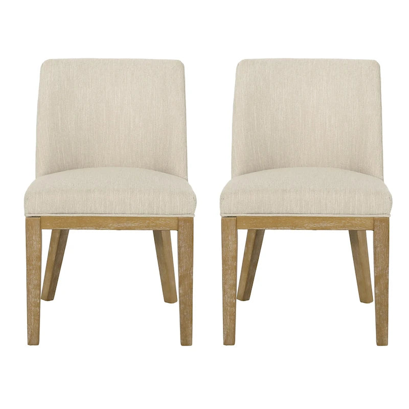 Fabric Upholstered Wood Dining Chairs (Set of 2)
