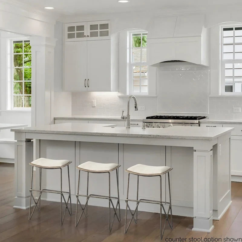 Cream Fabric Seat with Gold Metal Frame Counter Stool