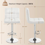  2pcs Adjustable Modern Faux Leather Swivel Bar Chairs