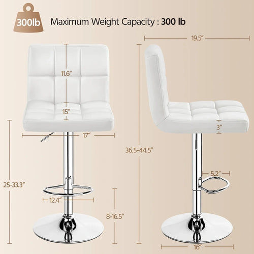  2pcs Adjustable Modern Faux Leather Swivel Bar Chairs