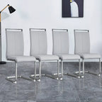 Dining Chair with C-shaped Chrome Metal Legs(Set of 4)