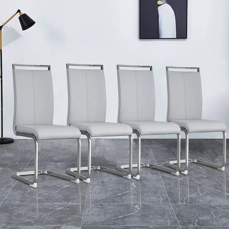 Dining Chair with C-shaped Chrome Metal Legs(Set of 4)