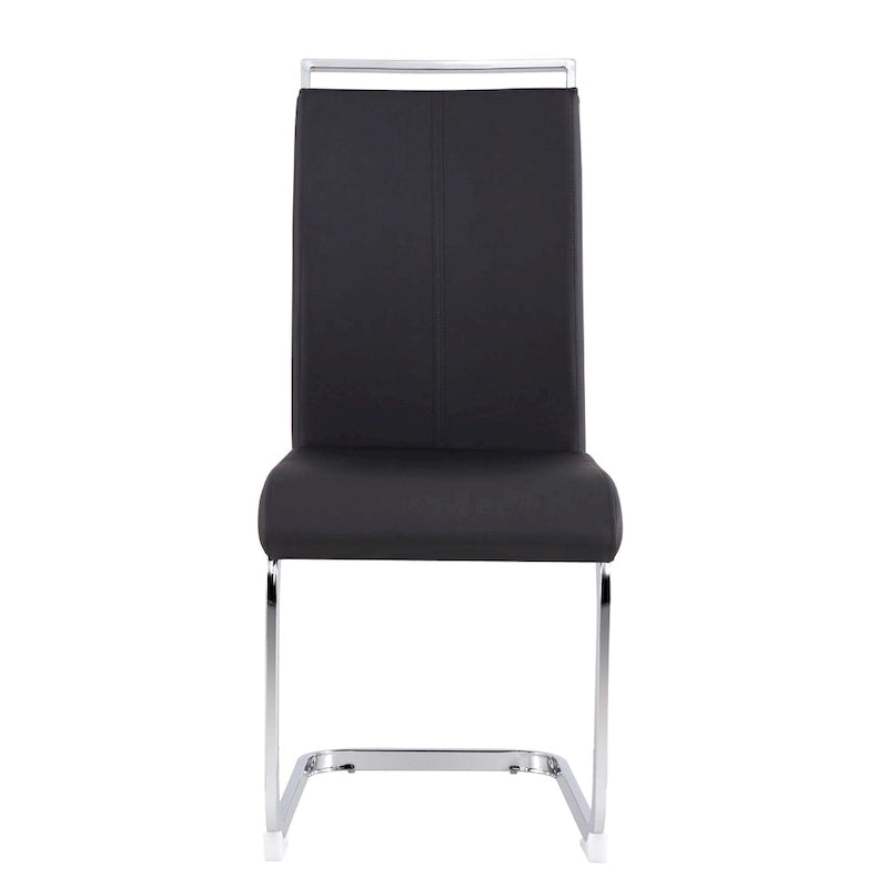 Dining Chair with C-shaped Chrome Metal Legs(Set of 4)