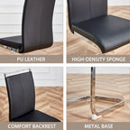 Dining Chair with C-shaped Chrome Metal Legs(Set of 4)