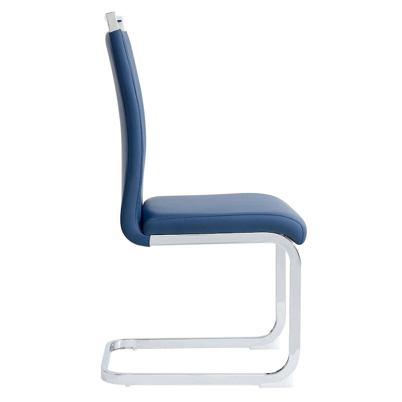 Dining Chair with C-shaped Chrome Metal Legs(Set of 4)