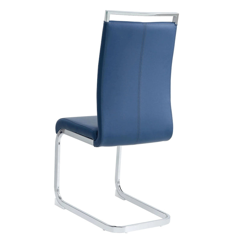 Dining Chair with C-shaped Chrome Metal Legs(Set of 4)