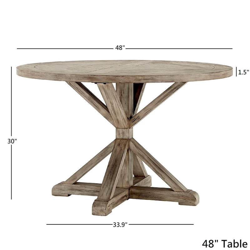 Round Antique Grey Oak Dining Table