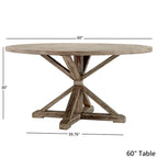 Round Antique Grey Oak Dining Table