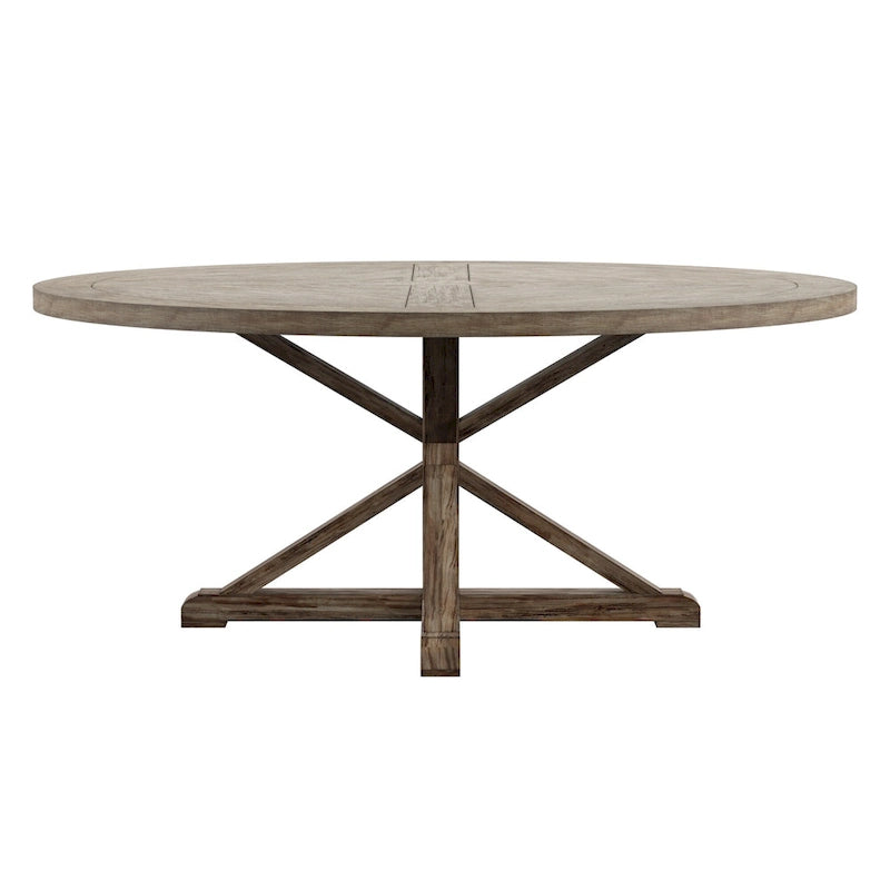 Round Antique Grey Oak Dining Table