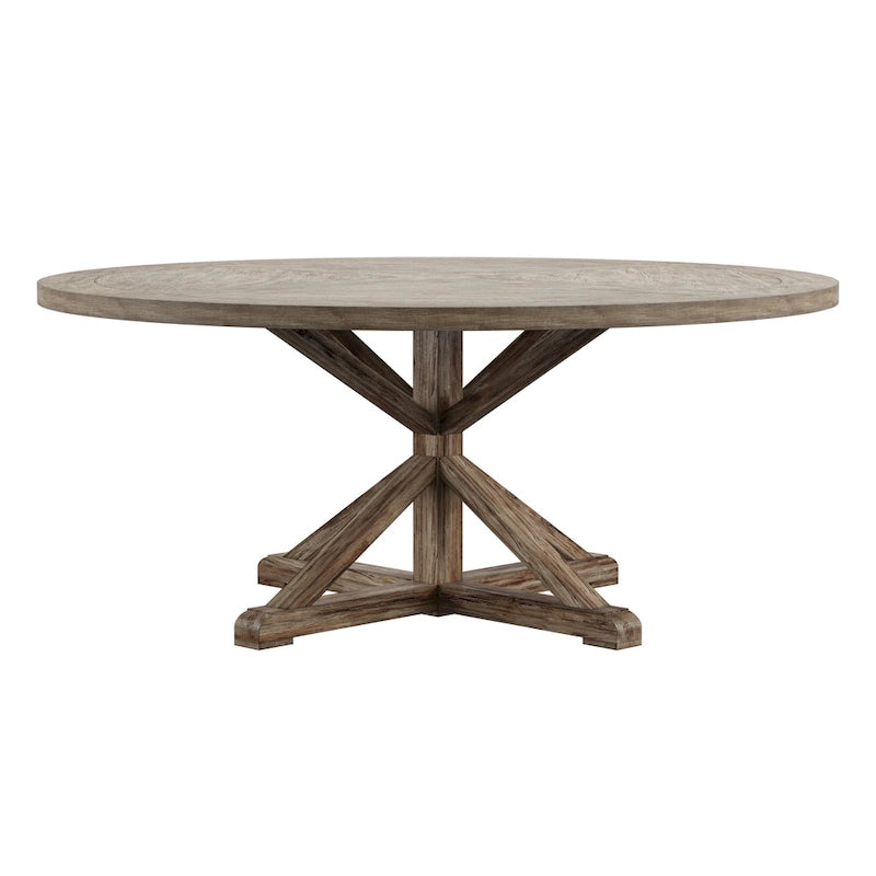 Round Antique Grey Oak Dining Table