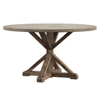 Round Antique Grey Oak Dining Table