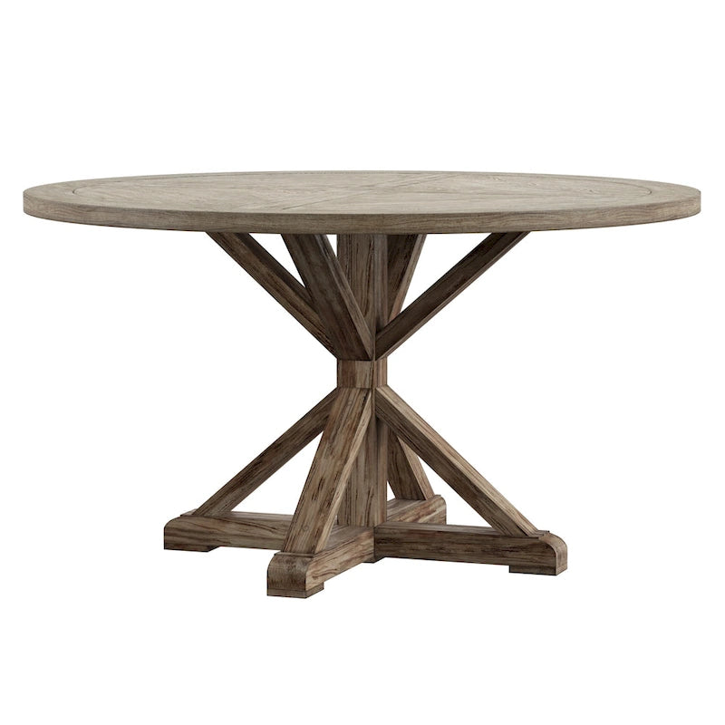 Round Antique Grey Oak Dining Table
