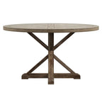 Round Antique Grey Oak Dining Table