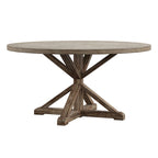 Round Antique Grey Oak Dining Table
