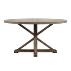 Round Antique Grey Oak Dining Table