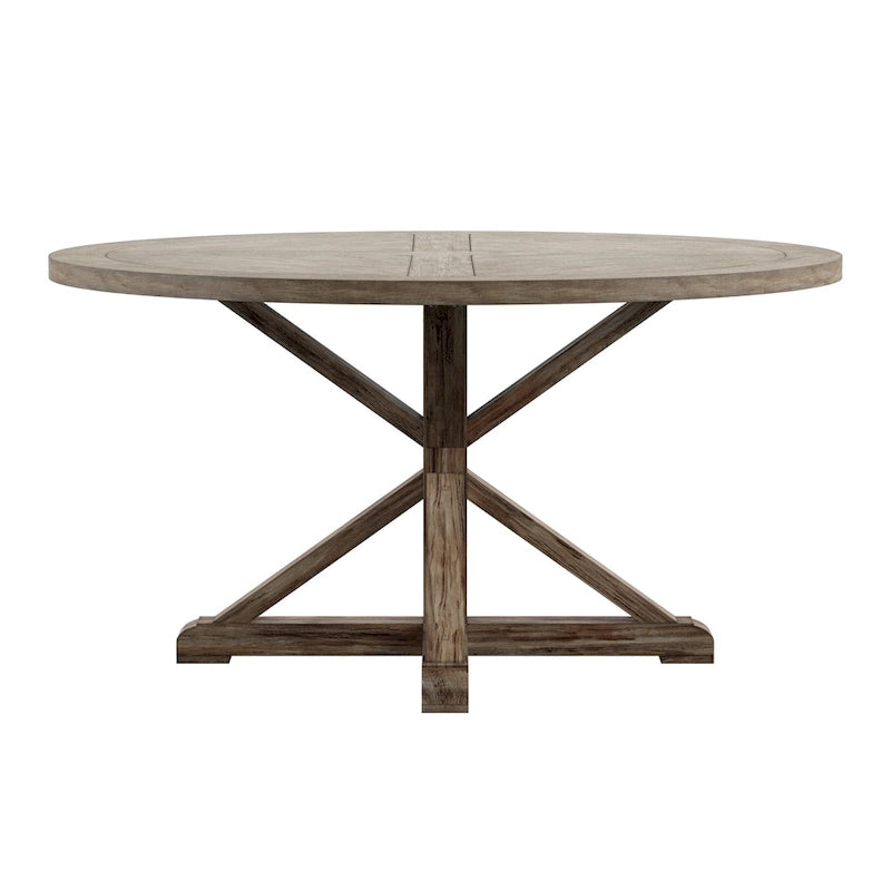 Round Antique Grey Oak Dining Table