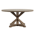 Round Antique Grey Oak Dining Table