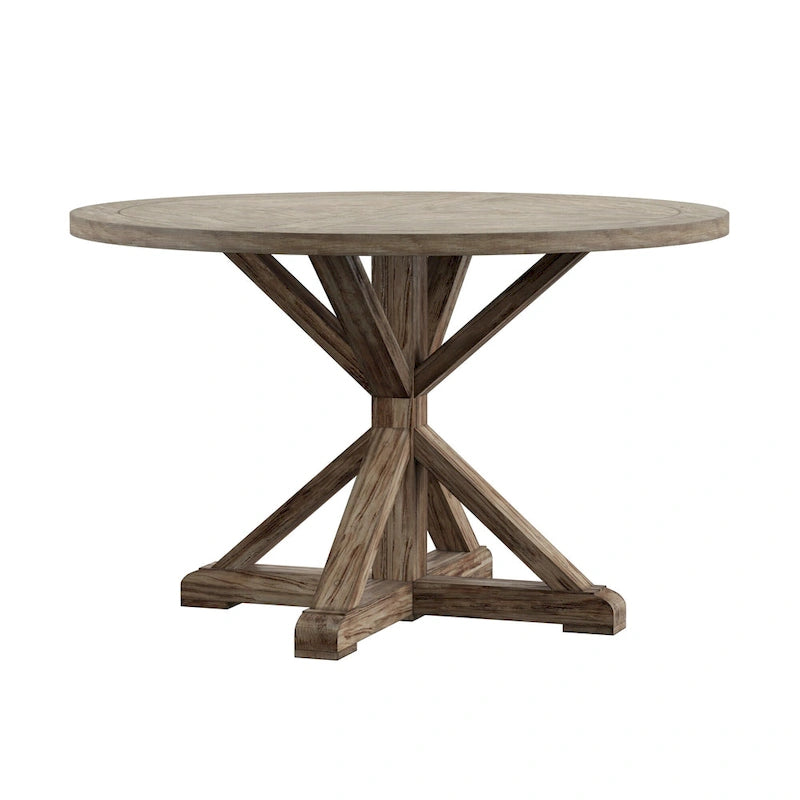 Round Antique Grey Oak Dining Table