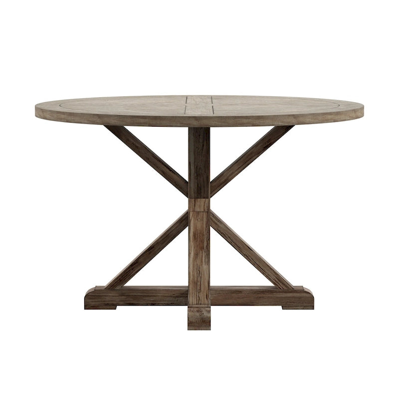 Round Antique Grey Oak Dining Table
