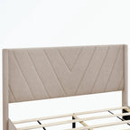 Queen Size Storage Bed Linen Upholstered Platform Bed with 3 Drawers