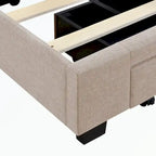 Queen Size Storage Bed Linen Upholstered Platform Bed with 3 Drawers