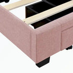 Queen Size Storage Bed Linen Upholstered Platform Bed with 3 Drawers