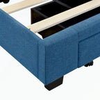 Queen Size Storage Bed Linen Upholstered Platform Bed with 3 Drawers