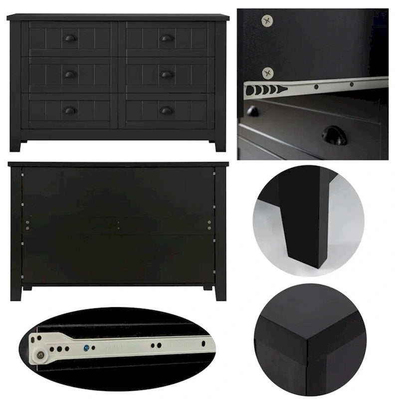 Modern Drawer Dresser for Bedroom,Chest of Dressers with Solid Wood Frame Retro Buffet Sideboard with Shell Handle